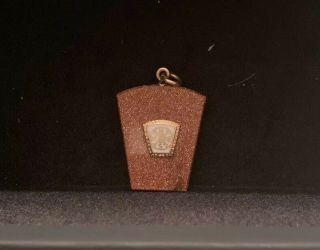 Antique Vintage Masonic Watch Fob - 14k Gold Set In 24k Goldstone Rare Unique