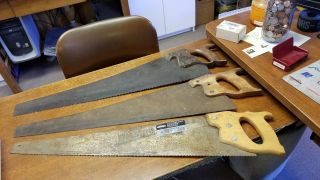Vintage Henry Disston & Sons Hand Saw 2 Are First In And 1 Unmarked