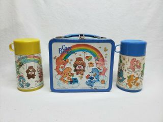 Vintage Aladdin Industries Care Bears Lunch Box And 2 Thermos