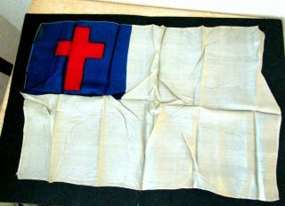 Ww2 Medic Silk Red Cross Flag.  White With Red Cross On Blue