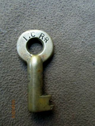 Antique Vintage Brass Hollow Barrel Key,  Obsolete Marked Icrr