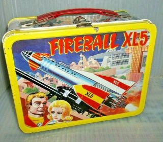 Rare 1964 Fireball Xl5 Metal Lunch Box Space Tv Show - Thermos Brand,