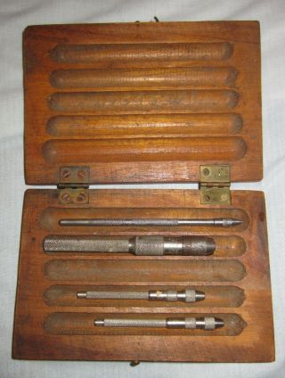 Vintage L.  S.  Starrett CO.  Athol Mass Made in the USA - Pin Vises with Wood Box 2