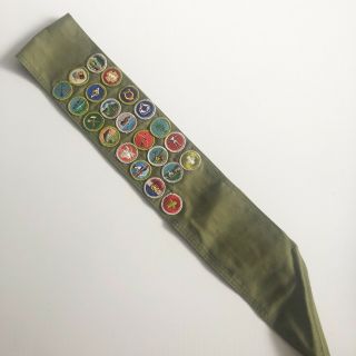 Vintage Boy Scouts Bsa Sash 22 Merit Badges Patches