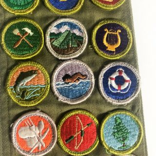 Vintage Boy Scouts BSA Sash 22 Merit Badges Patches 4