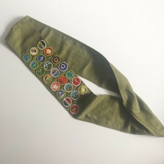 Vintage Boy Scouts BSA Sash 22 Merit Badges Patches 7