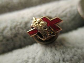 Old Knights Templar Crown & Cross Masonic Lapel Pin Tie Tac Screw Back