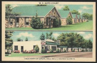 Usa 2 Miles North Of Sapulpa,  Okla,  On U.  S.  Vintage Color Postcard Textured