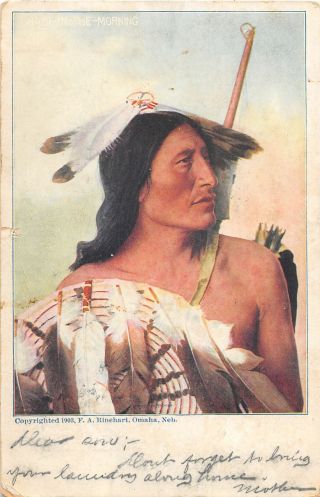 F66/ Native American Indian Postcard C1910 " Chase - In - The - Morning " 8