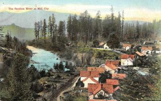 The Santiam River,  Mill City,  Oregon Ca 1910s Vintage Postcard