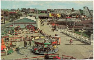 View Inside Paragon Park At Nantasket Beach Ma Postcard Amusement Park 1956