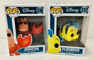 Funko Pop Disney The Little Mermaid Set Of 2 236 Sebastian 237 Flounder Nib