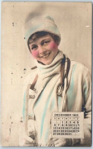 Pittsburgh Pa Adv Rppc Postcard Brothers Produce Dec 1925 Calendar Girl