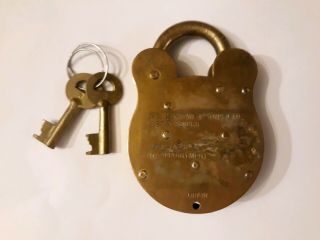 N.  C.  & St.  l 3 Four Brass Levers Railroad Padlock Very Rare with keys. 3