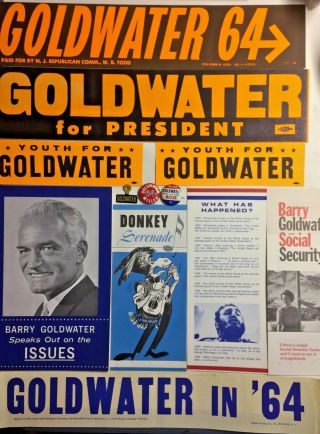 Vintage 1964 Barry Goldwater Campaign Items 12 Items