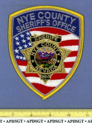 Nye County Sheriff (gold Mylar) Nevada Police Patch Us Flag State Seal