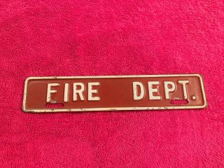 Vintage Rare Fireman Firemen Fire Department License Plate Topper Sign Tag