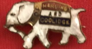 Political Button Elephant Enamel Lapel Pinback Harding Coolidge Pin 1920 Cox Fdr