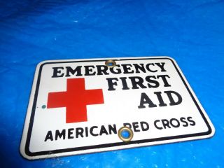 Vintage Porcelain Emergency First Aid American Red Cross Sign