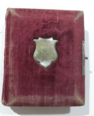 Antique Red Fabric Metal Plate Accent Photo Album Book 1800’s? No Photos