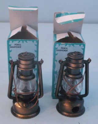 Die Cast Miniature Antique Finished Lantern Pencil Sharpeners In Boxes