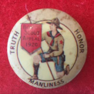Boy Scout Vintage Button 1920 Boy Scout Appeal Truth Honor Manliness
