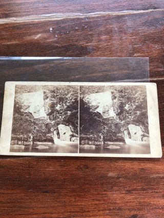 Stereoview Card Photo 1864 Hills Dales England Dan Taylor’s Cataract Vermont 2