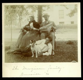 Vintage Family Pose With Dog Cabinet Photo 1890s Janesville Wisconsin