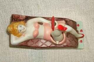 Vintage Naughty Lady in Undies with Nodder Leg on Lounge Chair - Ashtray 4