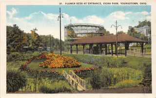 F66/ Youngstown Ohio Postcard Idora Amusement Park Roller Coaster Entrance 3