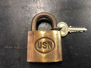 Vintage Corbin U.  S.  N.  United States Navy Brass Lock & Key