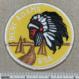 Vintage Bert Adams Reservation Boy Scout Camp Patch Yellow Twill Re Indian Chief