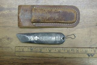 Vintage Stanley No.  199 Fixed Blade Utility Knife With Leather Holster,  Xlint