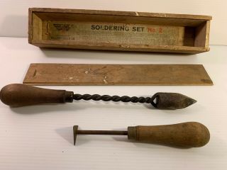 Vintage Millers Falls Soldering Iron No 2 Casket Dovetail Wood Box Set Paperwork
