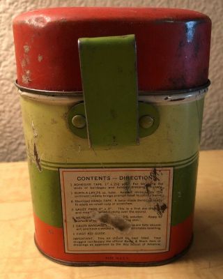 Vintage Official First Aid Kit Boy Scouts Of America Red Green W/ Belt Clip Plus 4