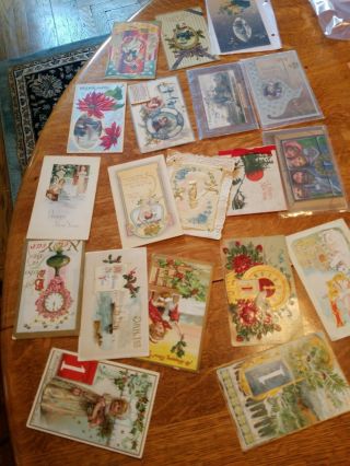 Vintage Year Post Cards Early 1900s To 1920 Antique Embossed