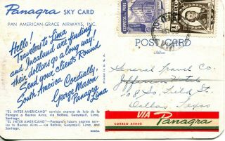 Airline Issued Postcard - PANAGRA (USA) Douglas DC - 4 2