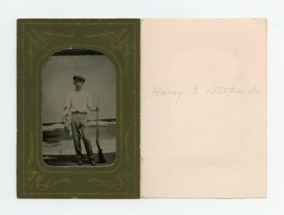 Vintage Man With Gun & Shot Bird Tintype Photograph Eastern Shore Maryland