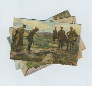 (3) Wwi World War I Daily Mail War " King At The Front " Military Postcards Hj5266
