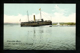 Ship Postcard Excursion Cape Ann Steamer At Gloucester,  Massachusetts Ma Vintage