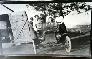 Vintage Old 1916 Photo Negative Of Ford Car Piled With Women Guthrie County Iowa