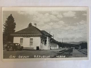 Republic Washington Gn Rr Station Railroad Depot B&w Real Photo Postcard Rppc