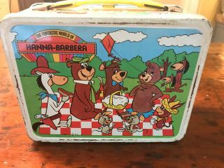1977 " The Funtastic World Of Hanna - Barbera " Flintstones & Yogi Bear Lunchbox