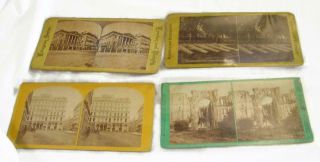 4 Antique Photo Stereoscope Stereoview Cards - Wisconsin Estate Find - Us And Uk