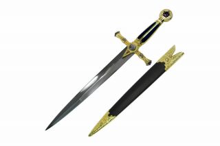 ENGRAVED WITH YOUR NAME BLACK MASONIC CROSS SWORD DAGGER KNIFE W/ SHEATH CASE 2