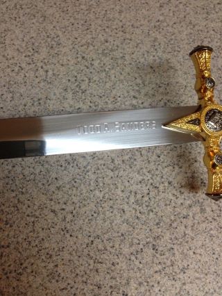 ENGRAVED WITH YOUR NAME RED MASON MASONIC CROSS SWORD DAGGER KNIFE W/ SHEATH 4