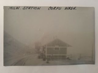 Corfu Washington Milw Rr Station Railroad Depot B&w Real Photo Postcard Rppc