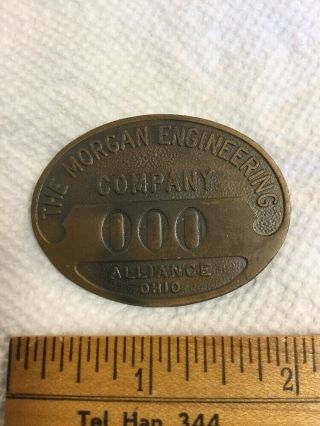 Antique Employee Badge The Morgan Engineering Co Alliance Ohio Whitehead & Hoag 3