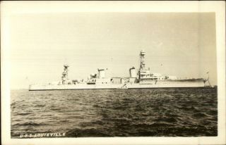 Us Navy Maval Battleship Uss U.  S.  S.  Louisville Real Photo Postcard