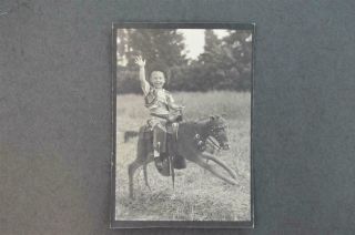 Vintage Souvenir Photo Op Arcade Little Cowboy On Pony Horse 958062